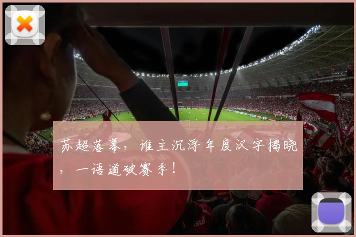 苏超落幕，谁主沉浮年度汉字揭晓，一语道破赛季！